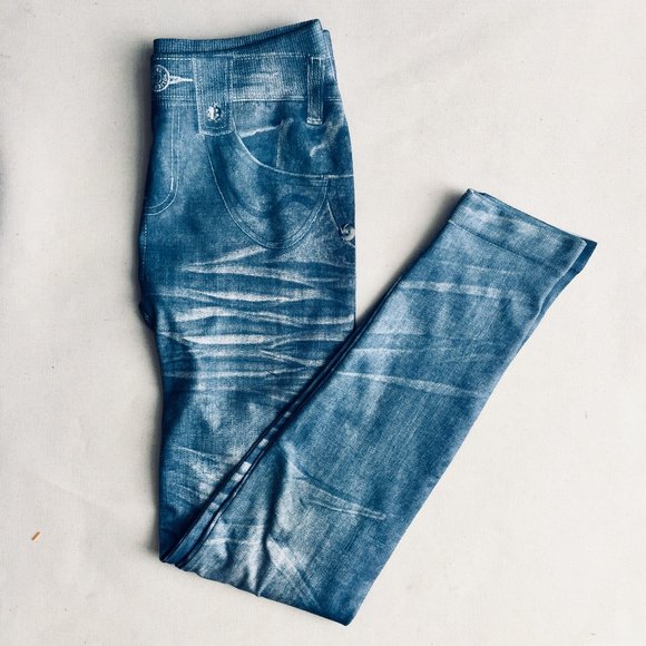 Super Distressed Faux Jean Leggings